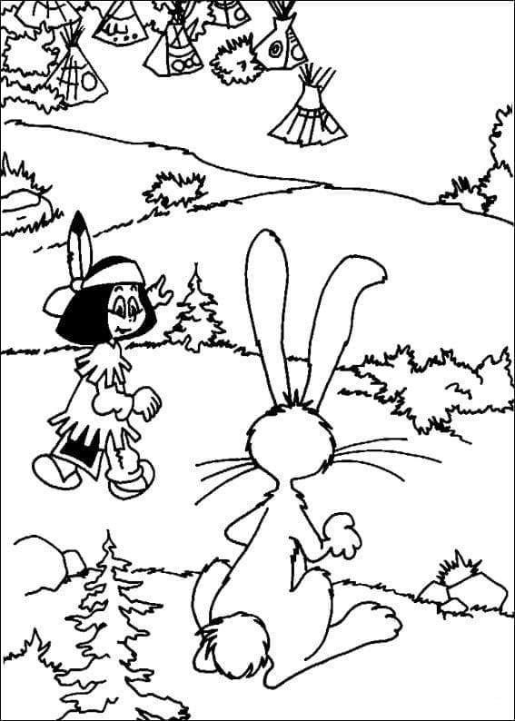 Yakari et Nanabozo coloring page