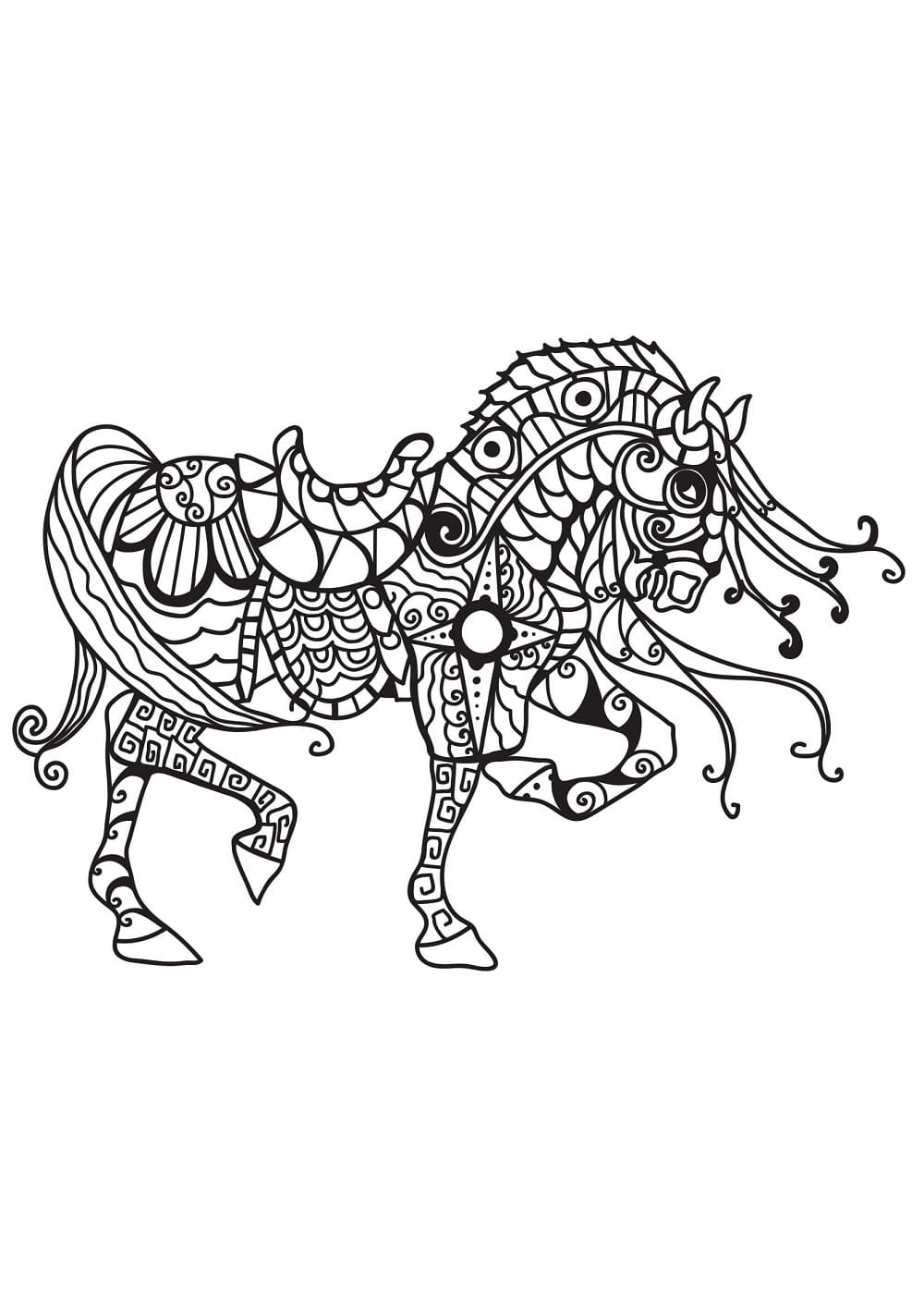 Coloriage Zentangle Adulte Cheval