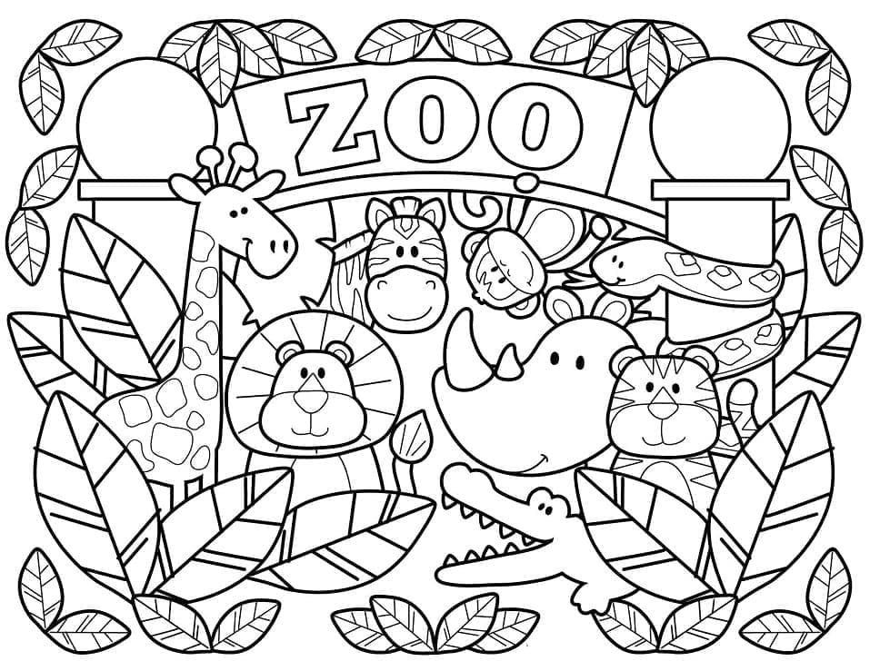 Coloriage Zoo Adorable