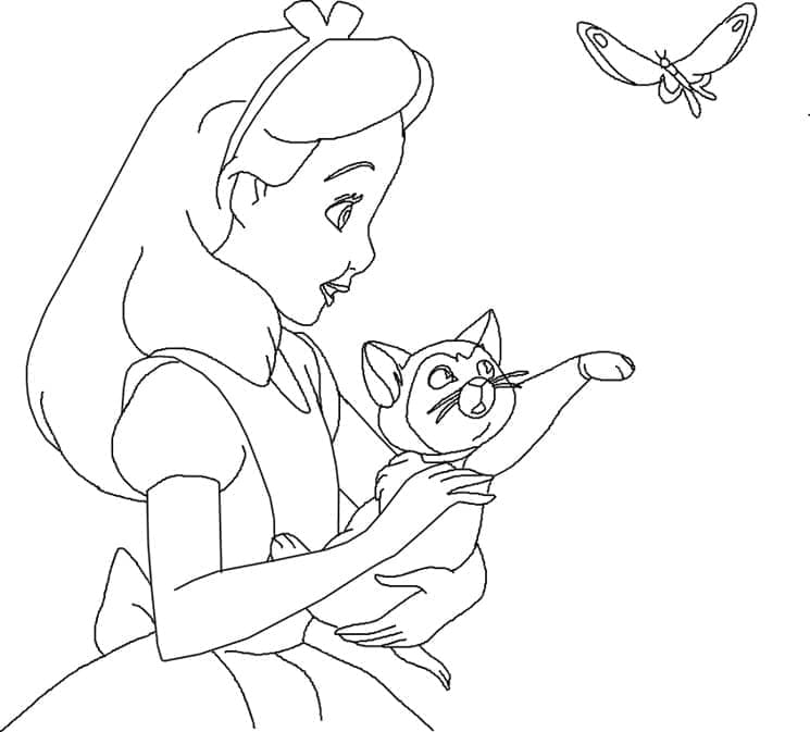 Alice avec Dinah coloring page