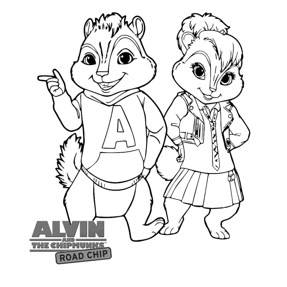 Alvin et Brittany coloring page
