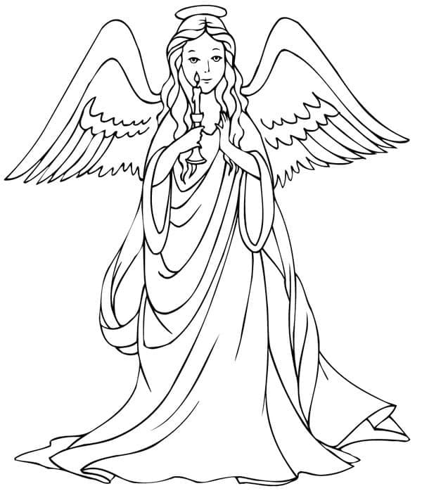 Ange avec Bougie coloring page