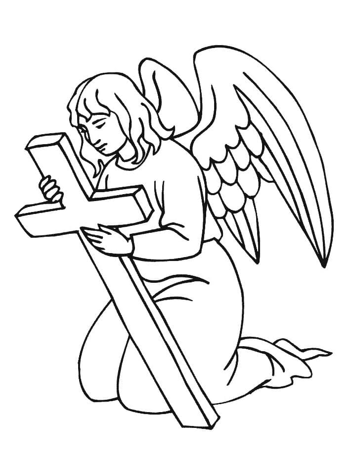 Ange avec Croix coloring page
