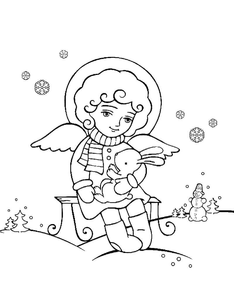 Ange et Lapin coloring page