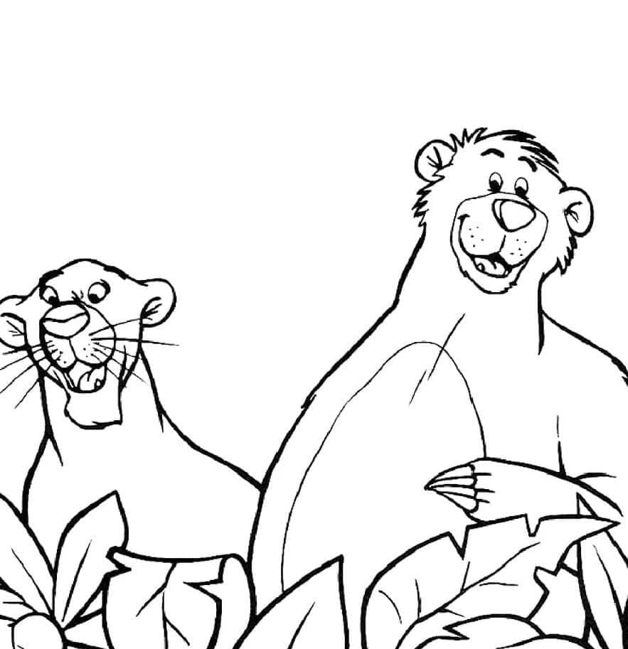 Coloriage Bagheera et Baloo de Le Livre de la Jungle