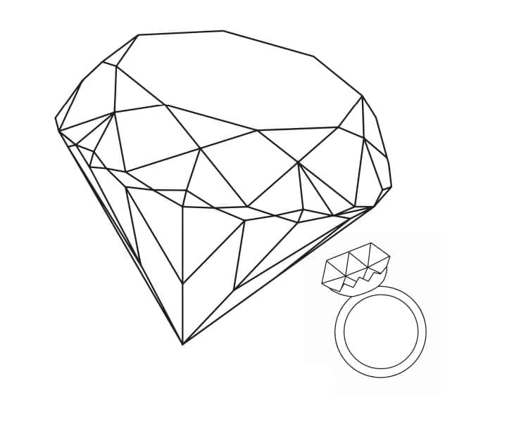 Coloriage Bague Diamant et Diamant