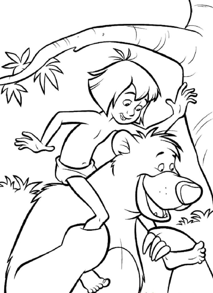 Coloriage Baloo et Mowgli de Le Livre de la Jungle