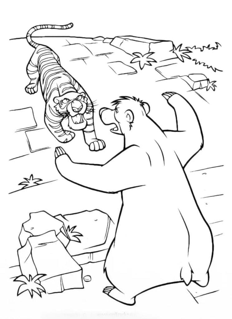 Baloo et Shere Khan coloring page