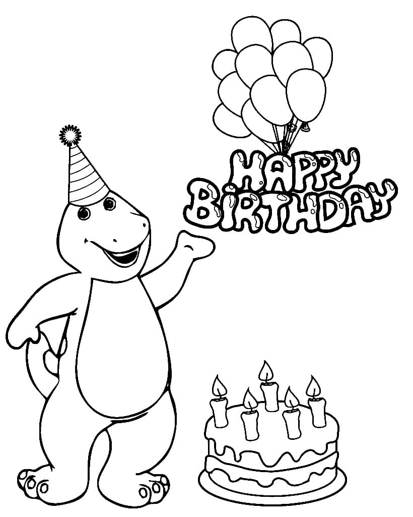Barney à l’anniversaire coloring page
