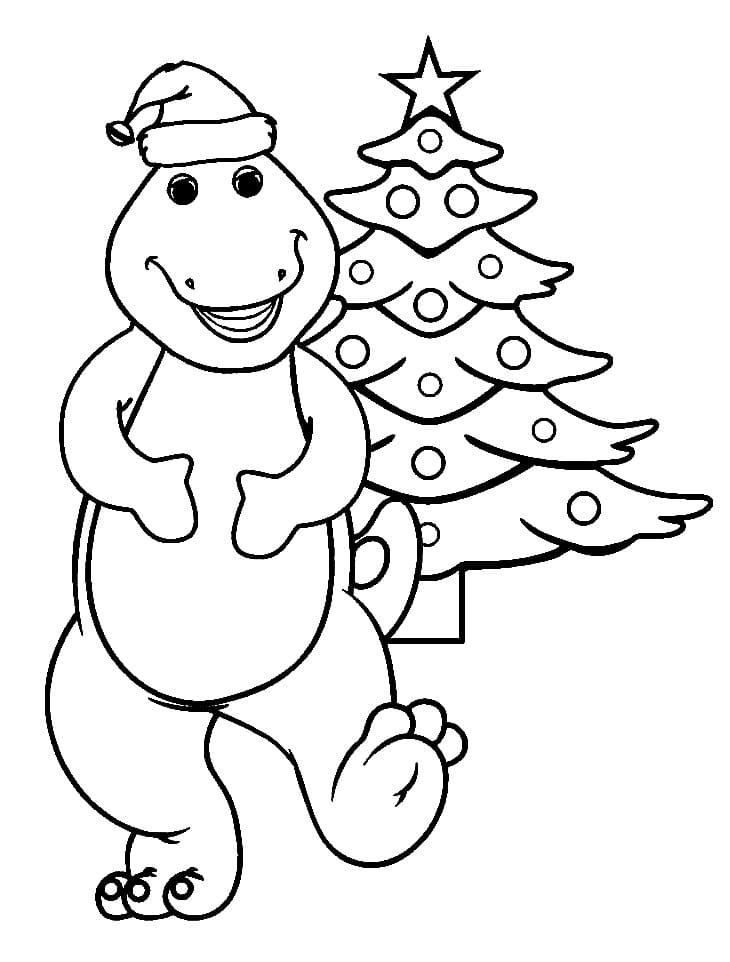 Coloriage Barney à Noël