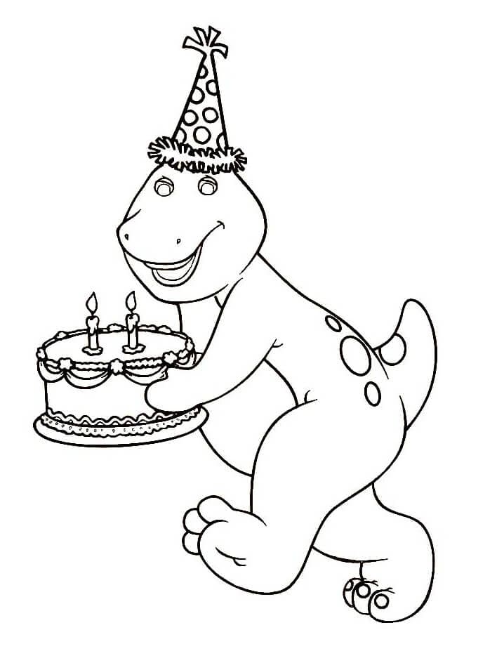 Barney et le Gâteau d’Anniversaire coloring page