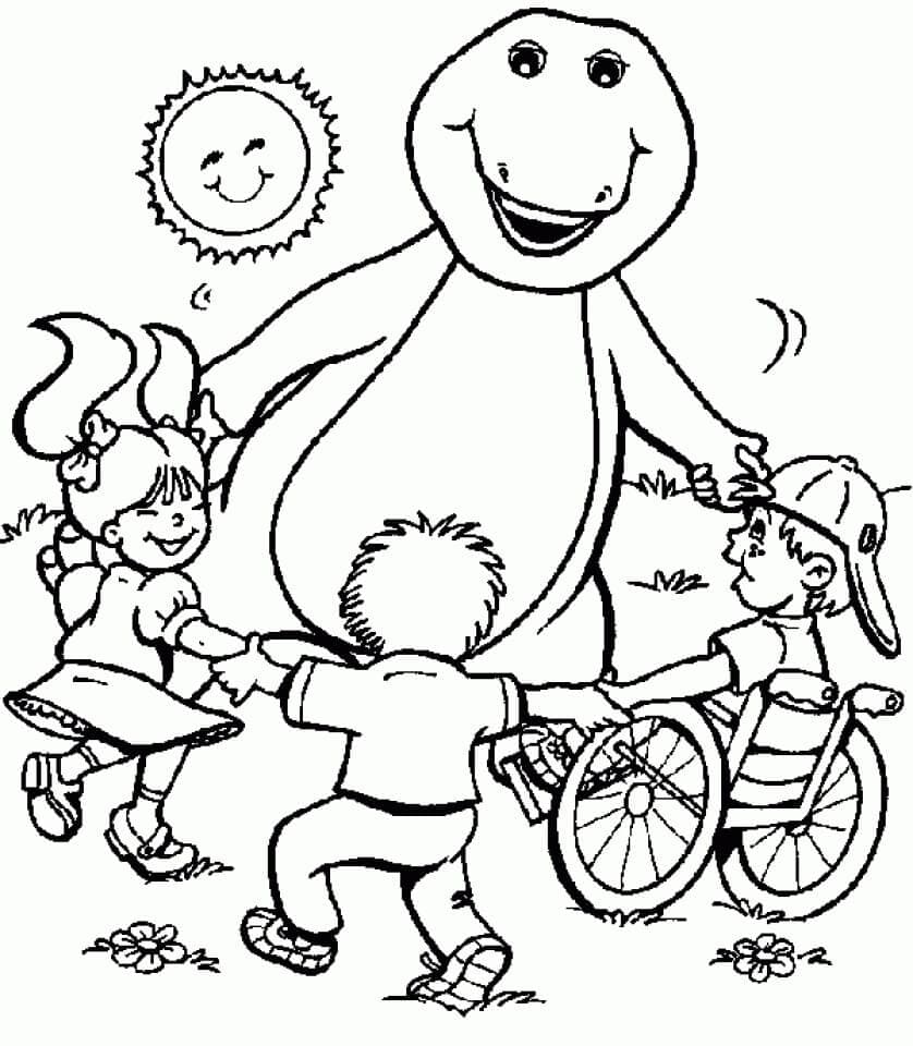 Barney et les Enfants coloring page