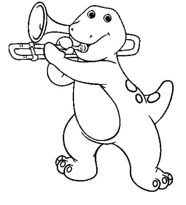 Coloriage Barney joue de la Trompette