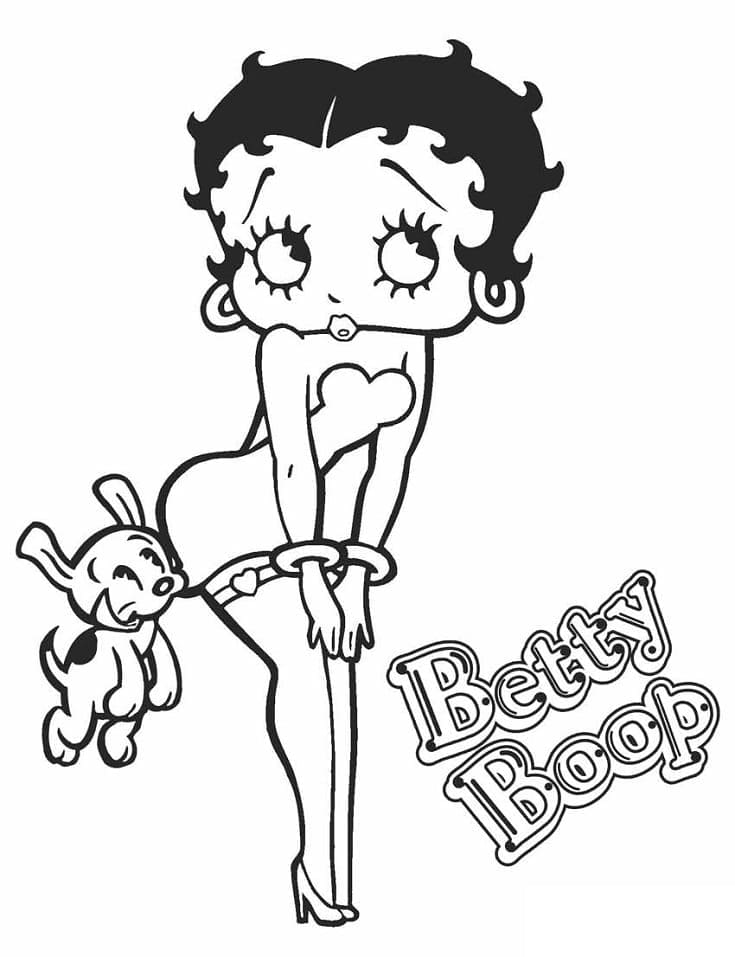 Betty Boop avec Chiot coloring page