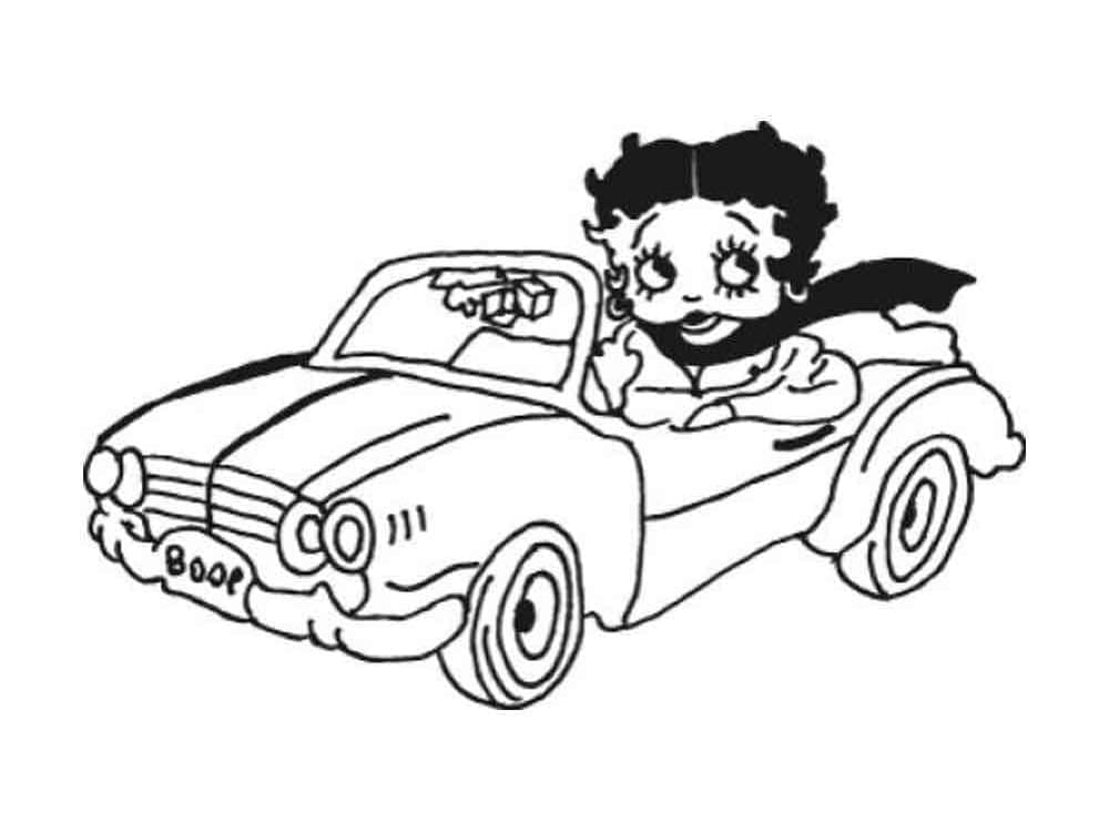 Betty Boop Conduit une Voiture coloring page
