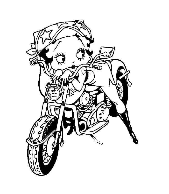 Betty Boop en Moto coloring page