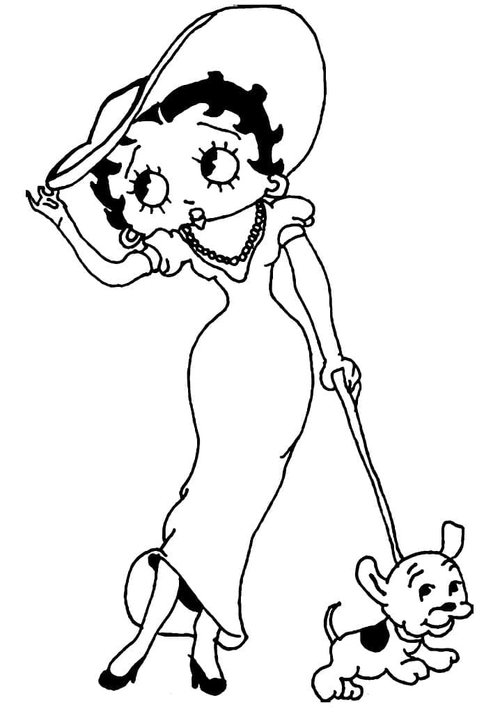 Coloriage Betty Boop et Chiot