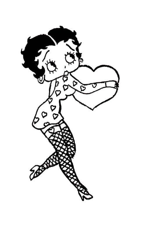 Betty Boop et Coeur coloring page