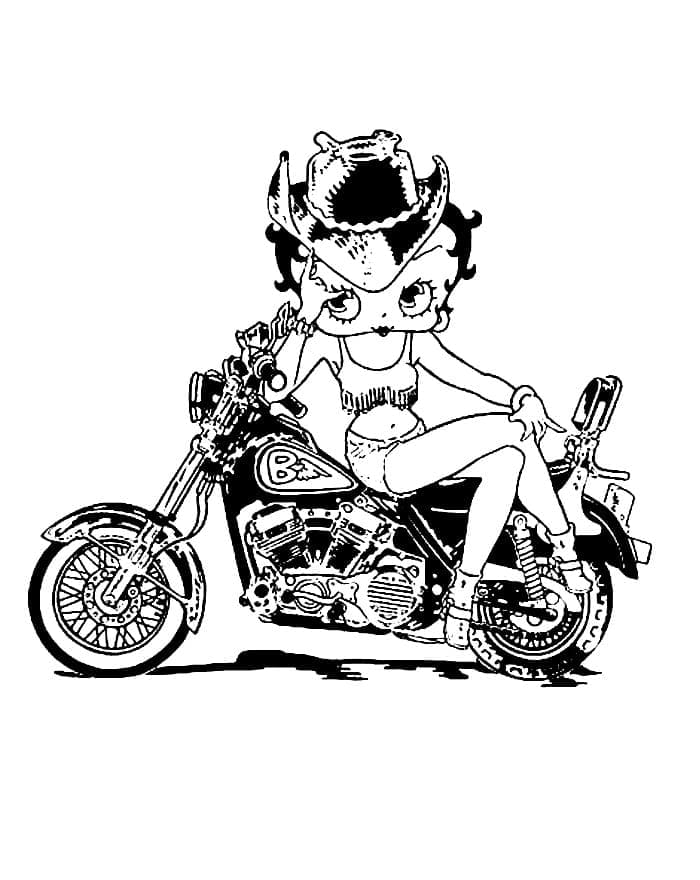 Coloriage Betty Boop et la Moto