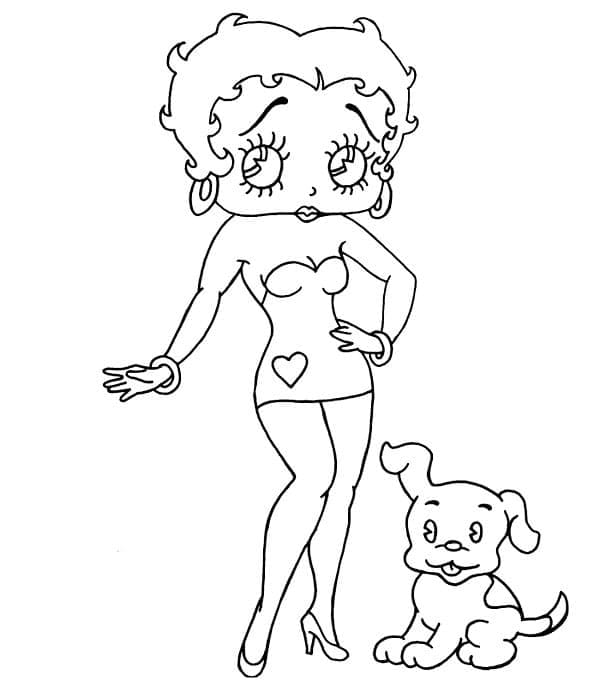 Betty Boop et Son Chiot coloring page