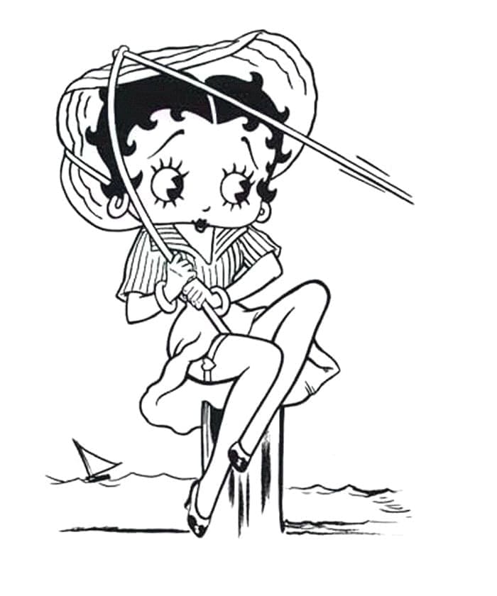Coloriage Betty Boop Pêche