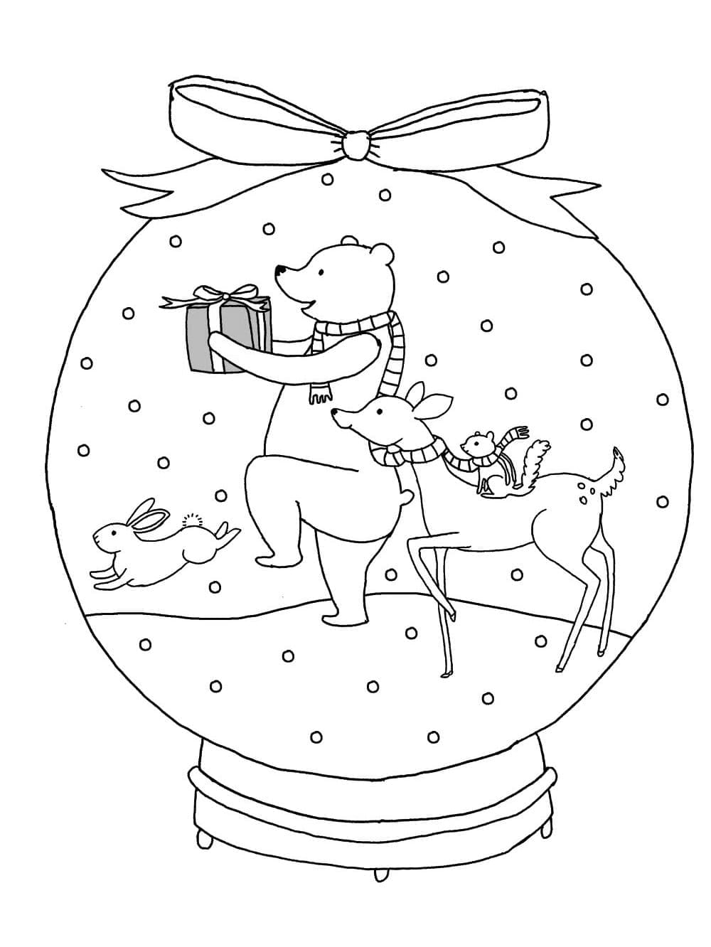 Boule à Neige avec Animaux coloring page