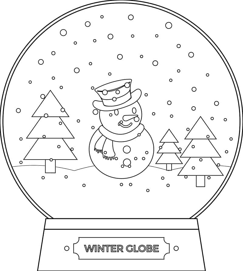 Boule à Neige avec Bonhomme de Neige coloring page