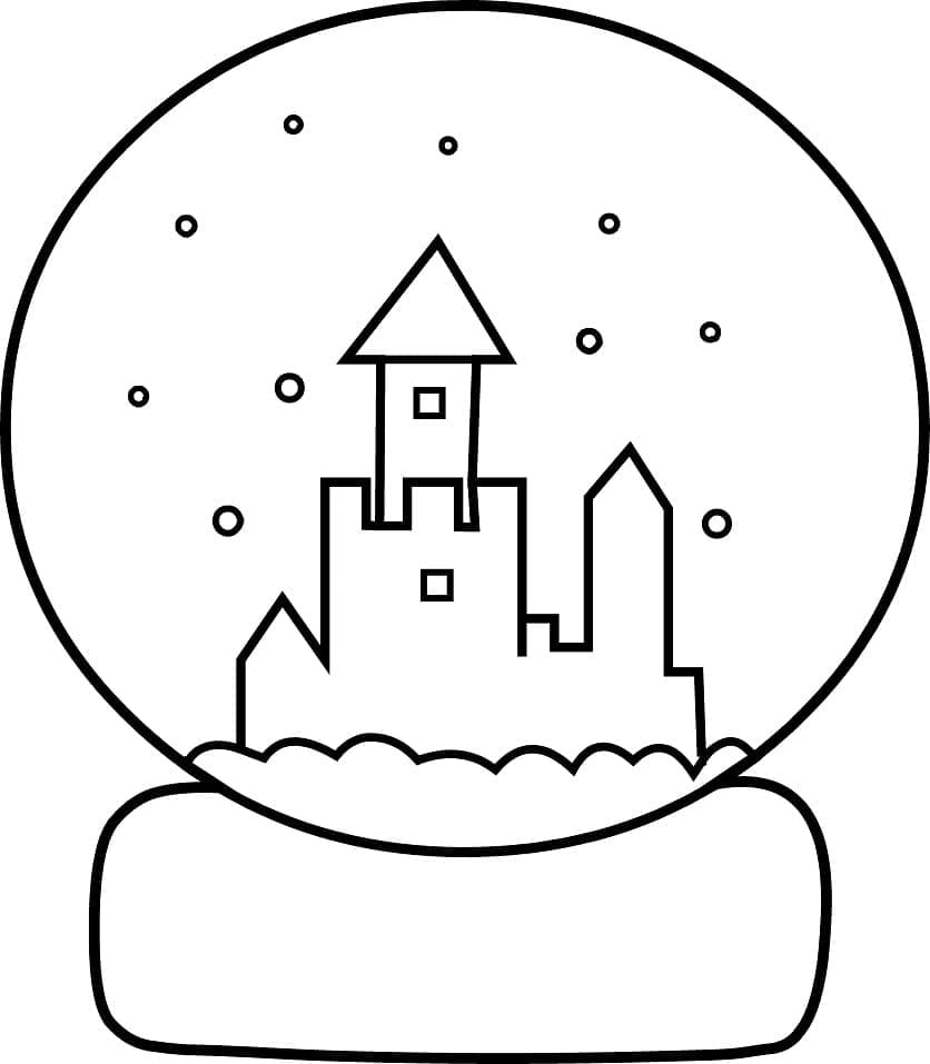 Coloriage Boule à Neige avec Château