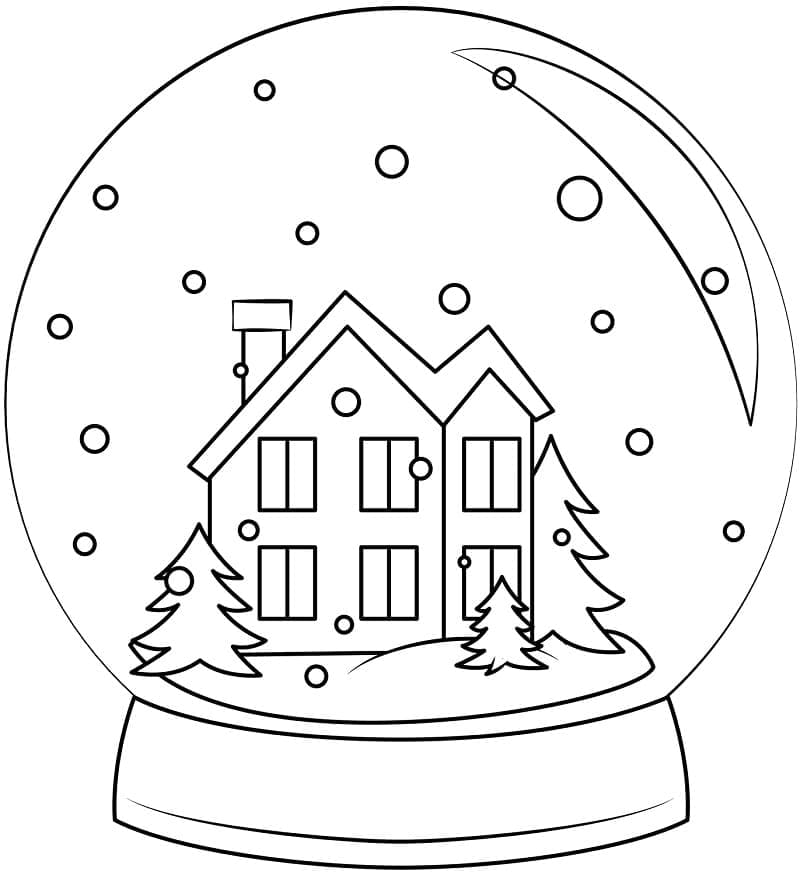 Boule à Neige avec Maison coloring page