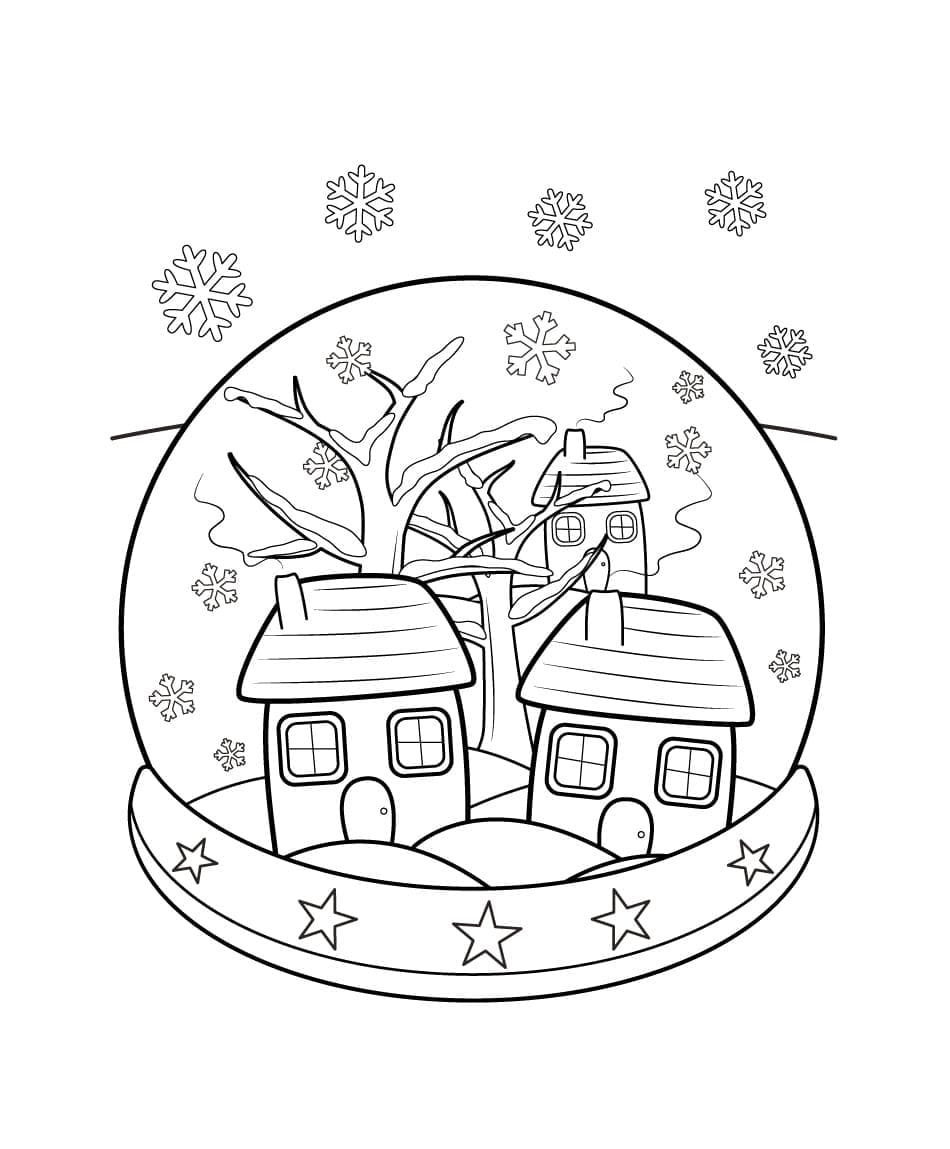 Boule à Neige avec Maisons coloring page