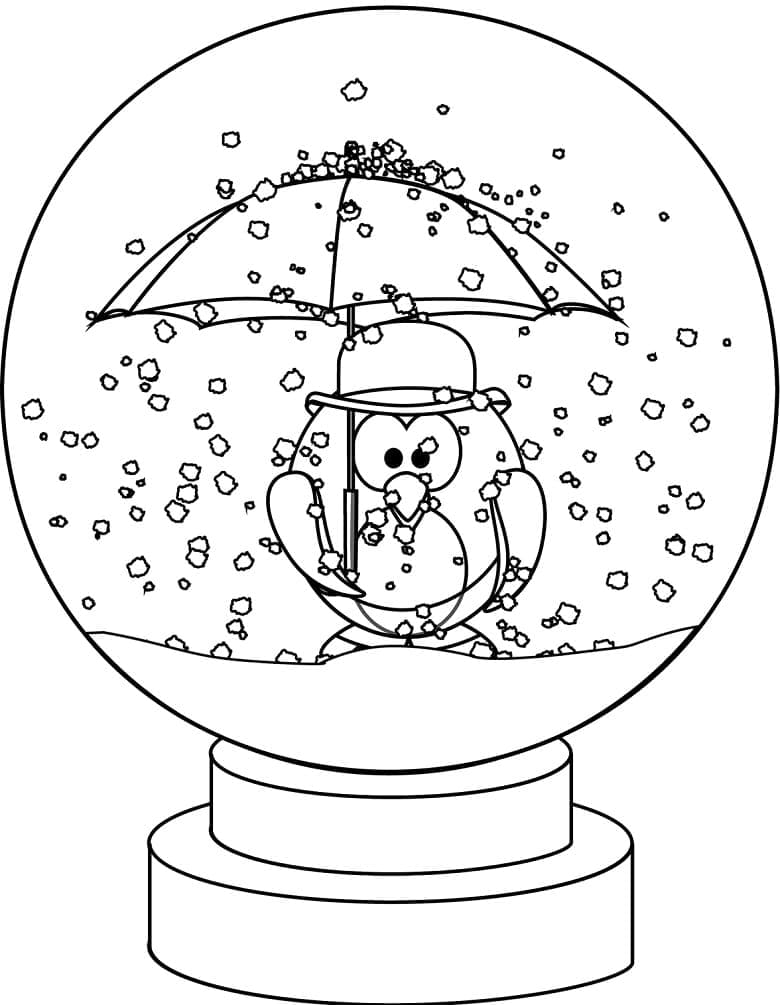 Boule à Neige avec Pingouin coloring page