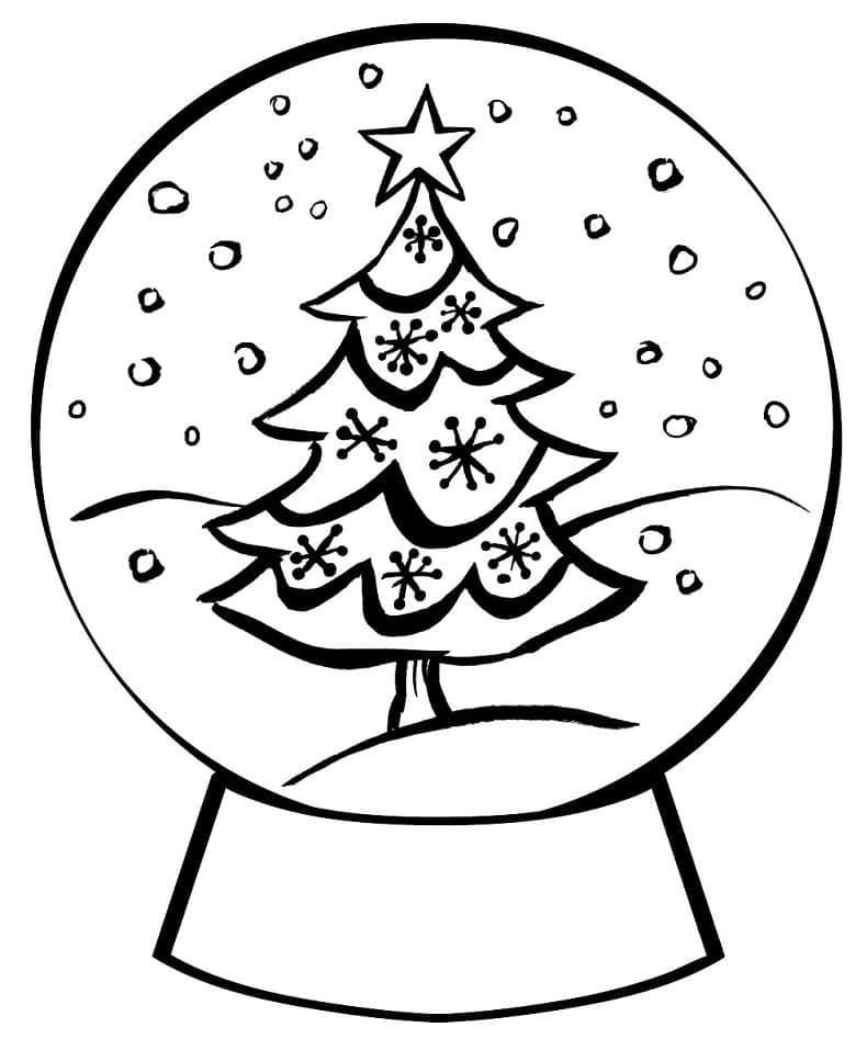 Boule à Neige avec Sapin de Noël coloring page