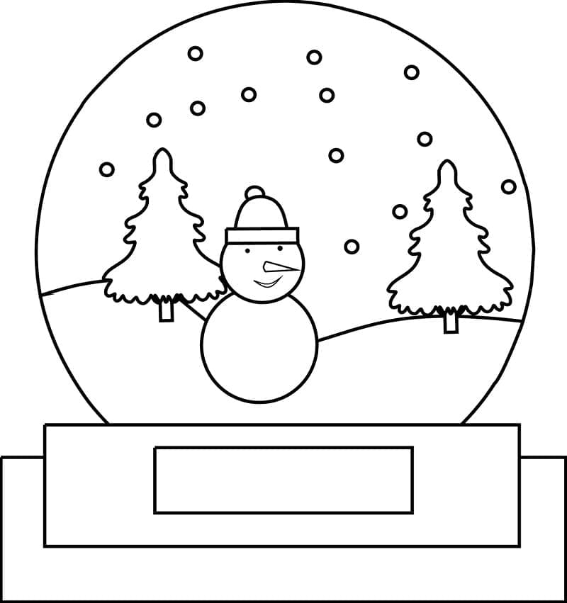 Coloriage Boule à Neige avec Un Bonhomme de Neige