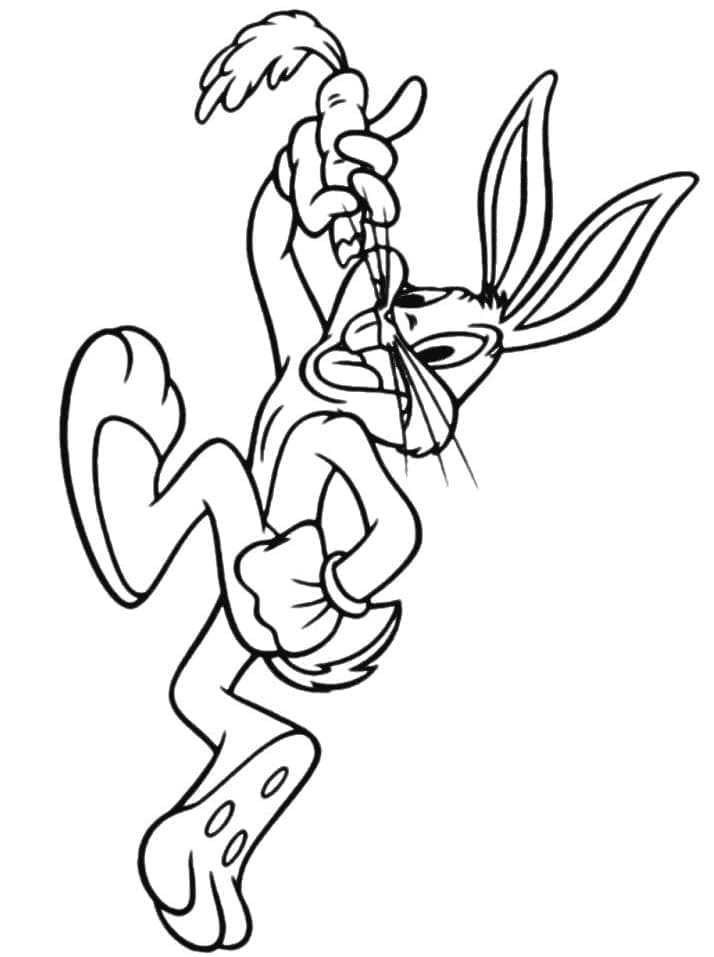 Coloriage Bugs Bunny avec Une Carotte