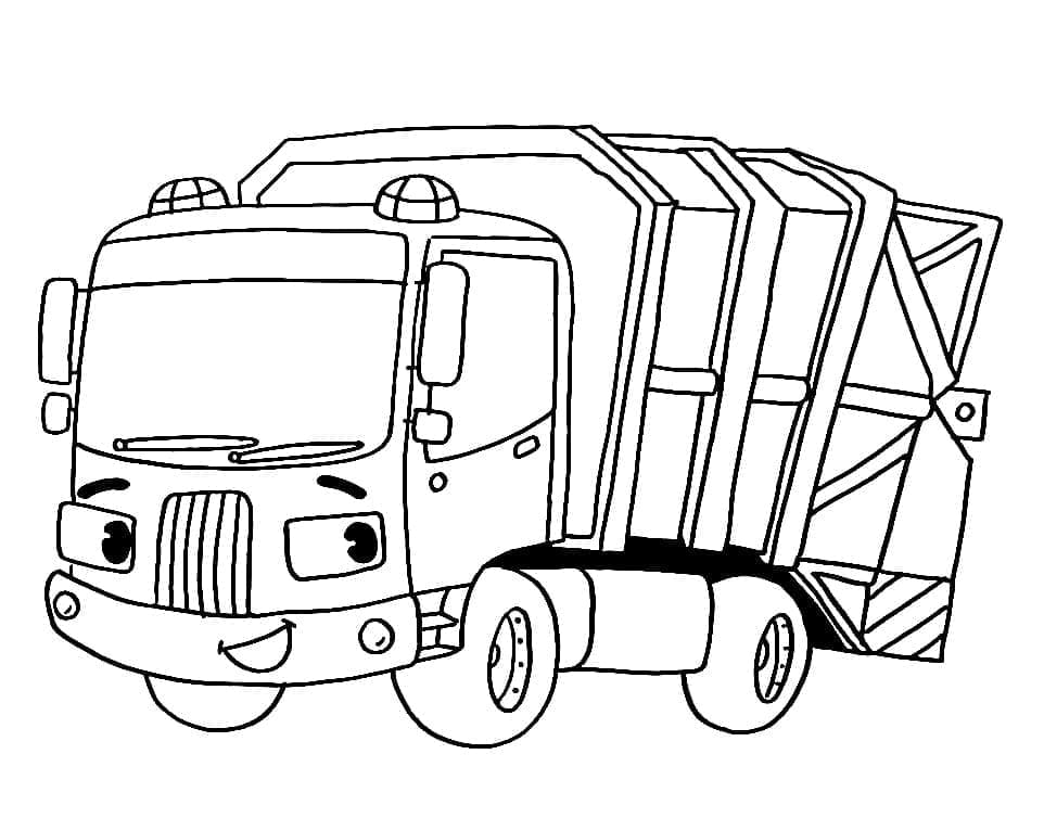 Camion Poubelle Souriant coloring page