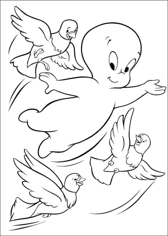 Casper et les Oiseaux coloring page