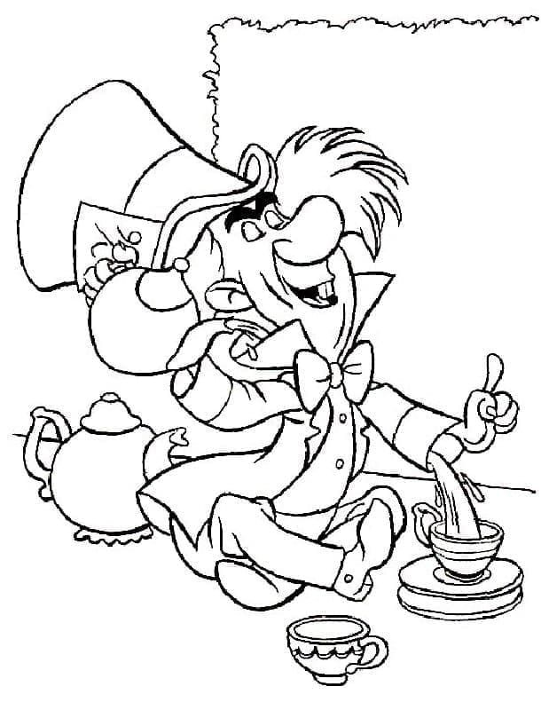 Chapelier fou coloring page