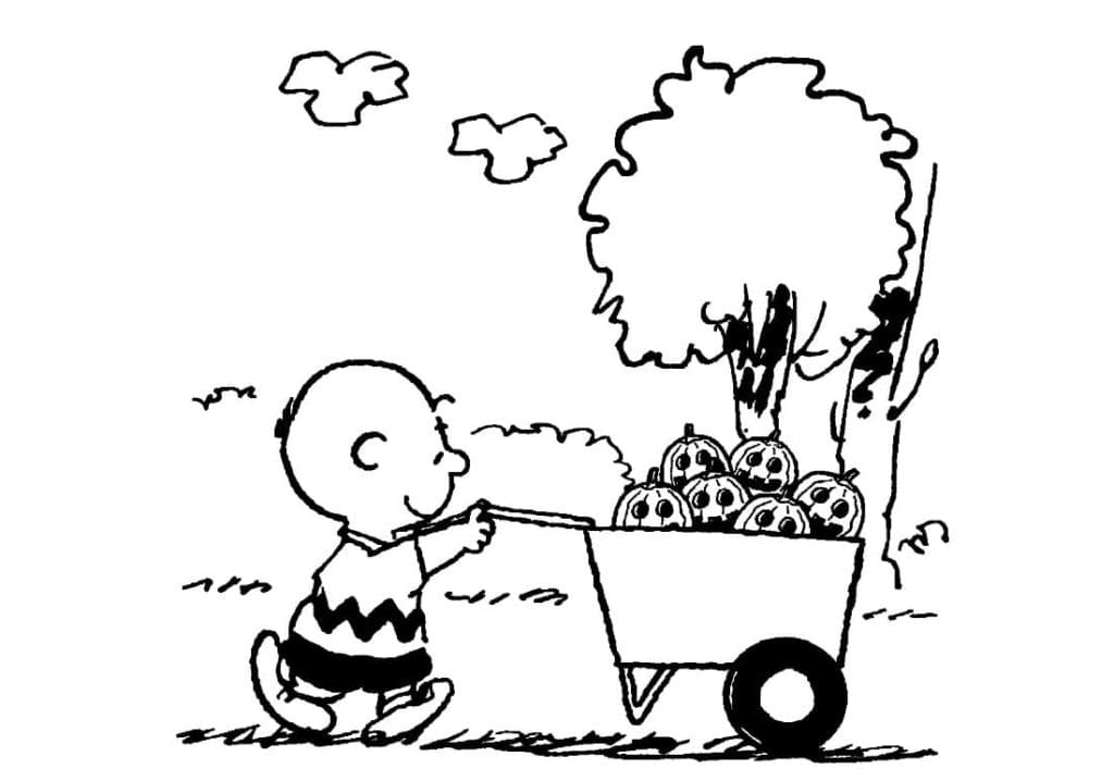 Charlie Brown avec Citrouilles coloring page