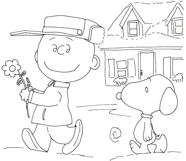 Coloriage Charlie Brown et Snoopy
