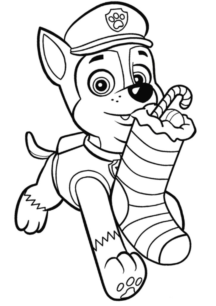 Chase Pat Patrouille Noel coloring page
