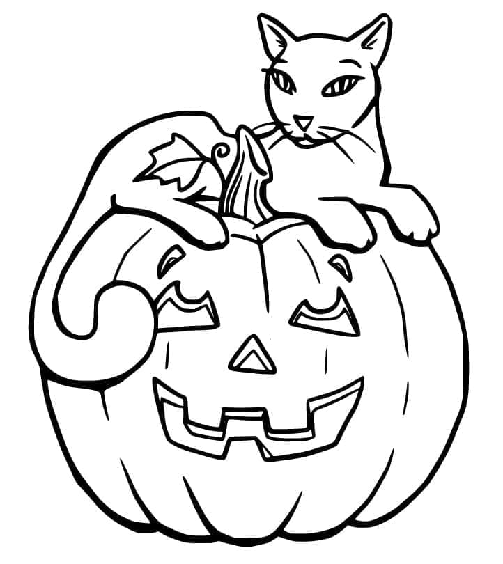 Coloriage Chat d'Halloween 1