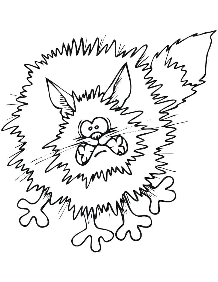 Chat d’Halloween Effrayé coloring page