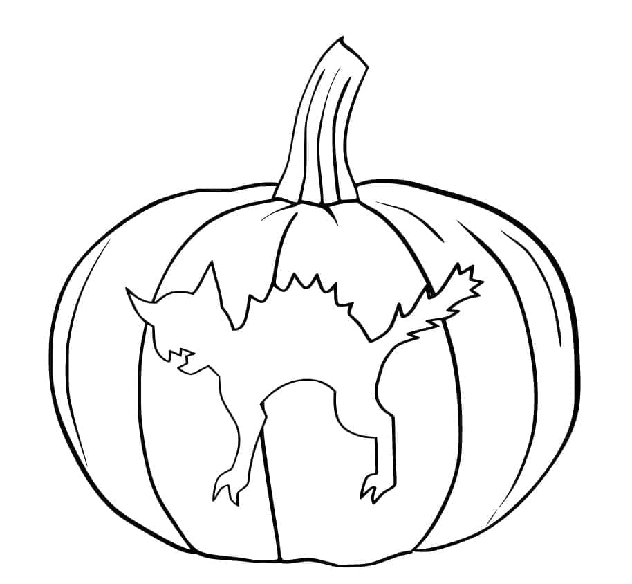 Chat d’Halloween Facile coloring page
