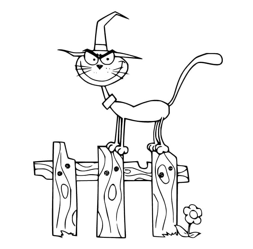 Chat d’Halloween Souriant coloring page
