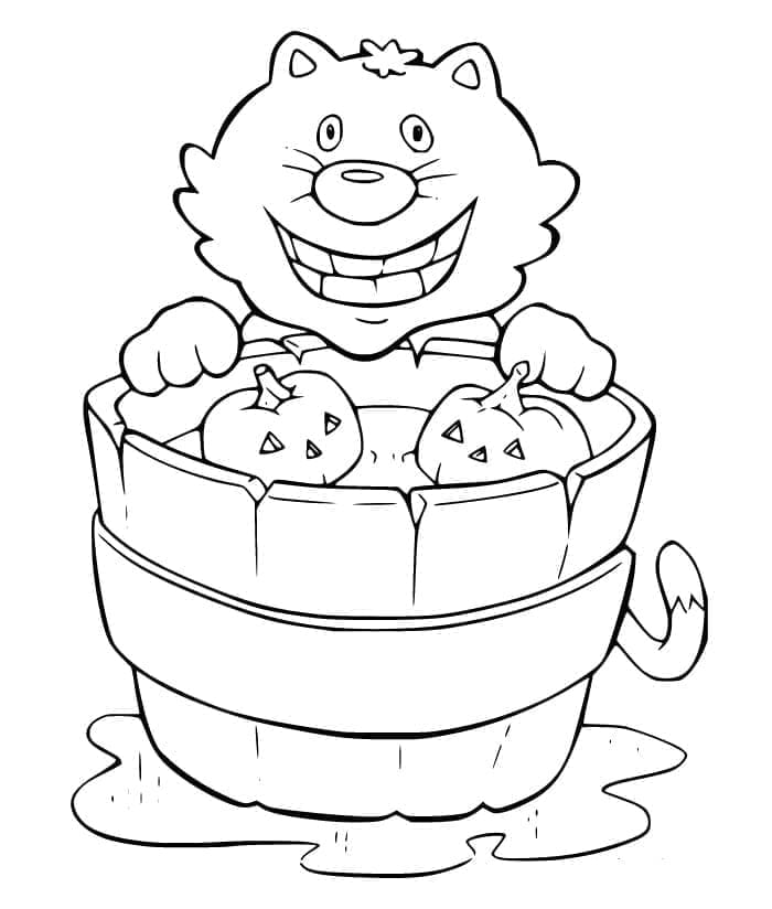 Chat Drôle d’Halloween coloring page