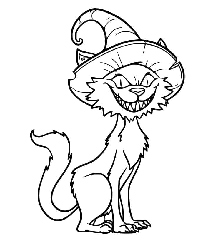 Coloriage Chat Effrayant d'Halloween