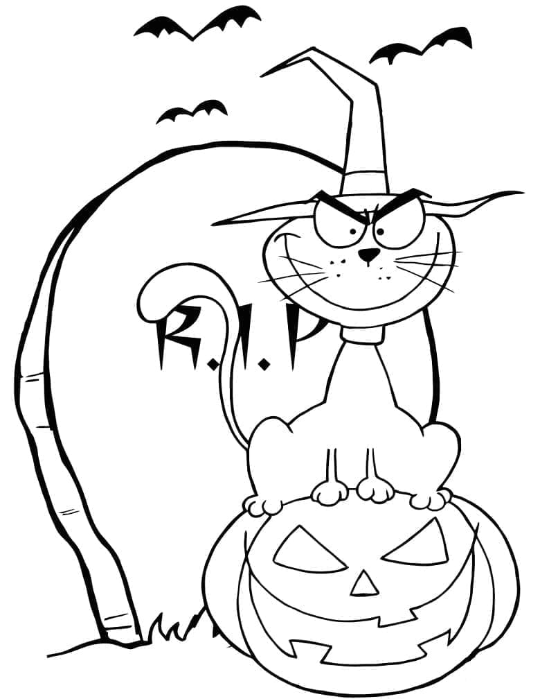 Coloriage Chat Halloween