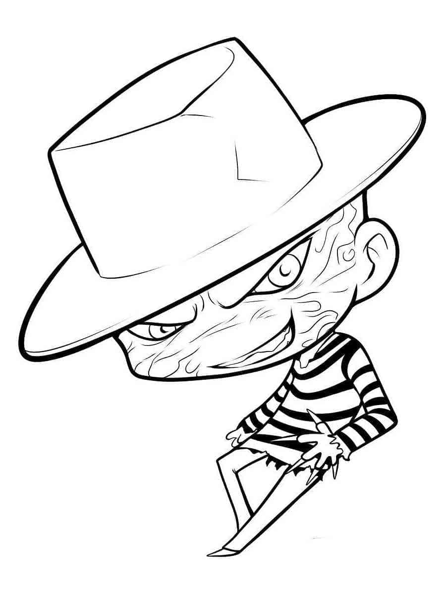 Chibi Freddy Krueger coloring page