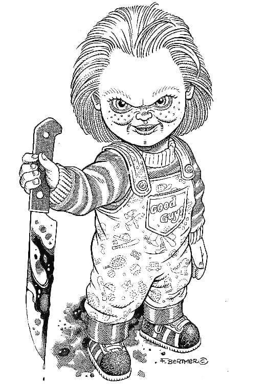 Coloriage Chucky avec Couteau