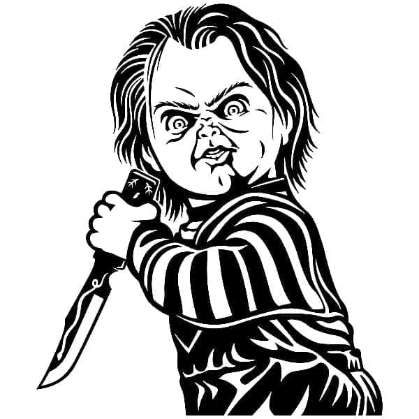 Coloriage Chucky avec un Couteau